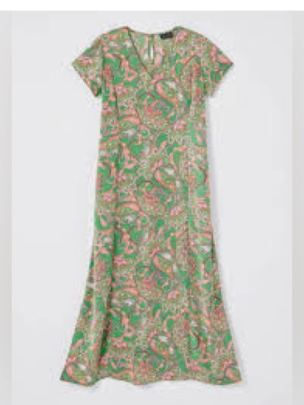 J. Jill Wearever Collection Green Paisley Midi Dress Side Slit Size M - Picture 2 of 11